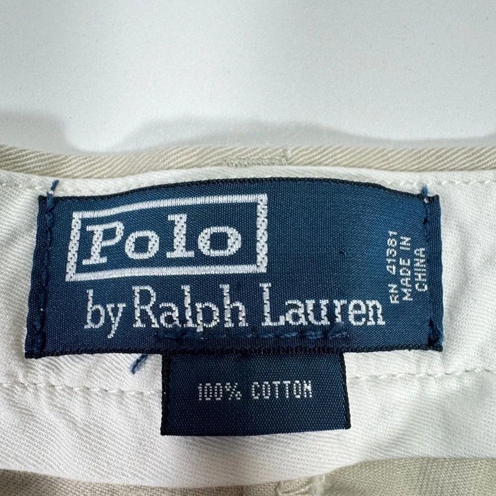 Polo Ralph Lauren Chino Pants Mens Tag 38x32 Fits 36x28 Khaki Classic Flat Front